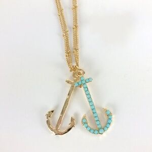 Long‎ Nautical Anchor Charm Necklace & Earring Set
